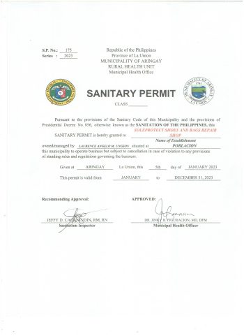 Sanitary Permit